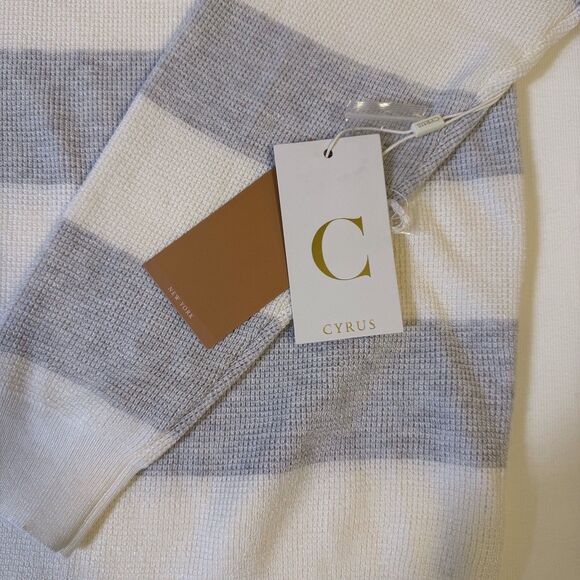 Cyrus Gray White Striped Crew‎ Neck Summer Sweater Size XL Lightweight NWT - Picture 5 of 12
